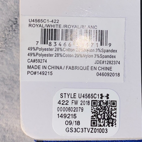 COPY - Royal Blue Under Armour UA Team Crew Socks, 2 pair - Picture 2 of 3